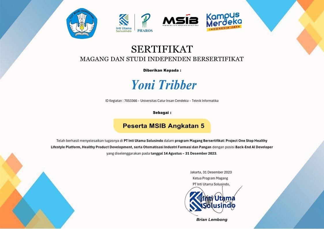 MSIB Internship Program - Machine Learning Engineer